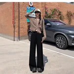 American-style Casual Slimming Straight-leg Wide-leg Pants - Black