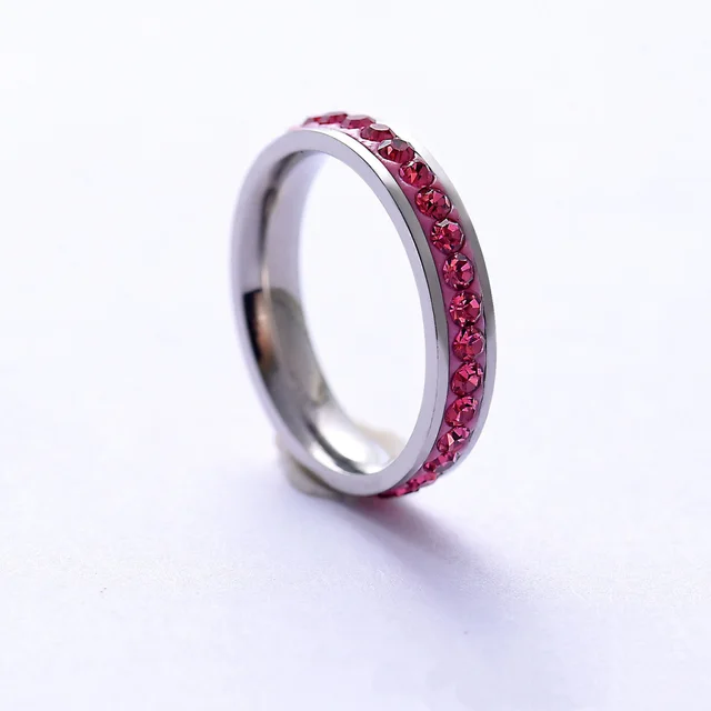 Five row Ceramic Clay Full diamond Stainless Steel Ring With Diamond Inlay No 8 - Shop at LoveMi