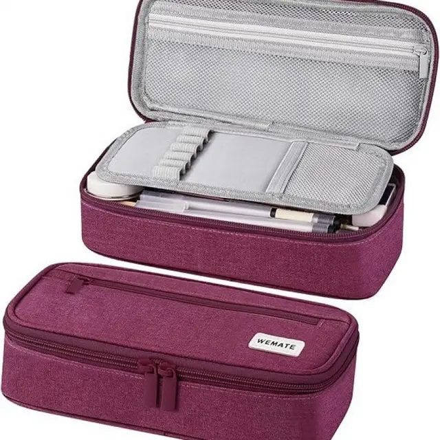Large capacity Pencil Case Office Stationery Bag Rose Red - Shop at LoveMi