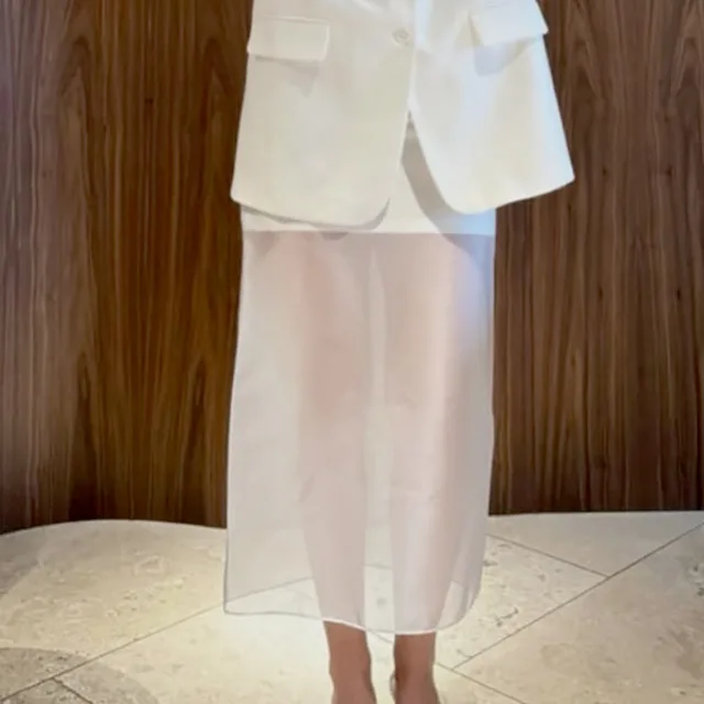 Designer style Sheer High waist Skirt For Women White - Shop at LoveMi