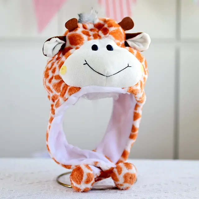 Cartoon Animal Plush Earflap Hat Giraffe - Shop at LoveMi