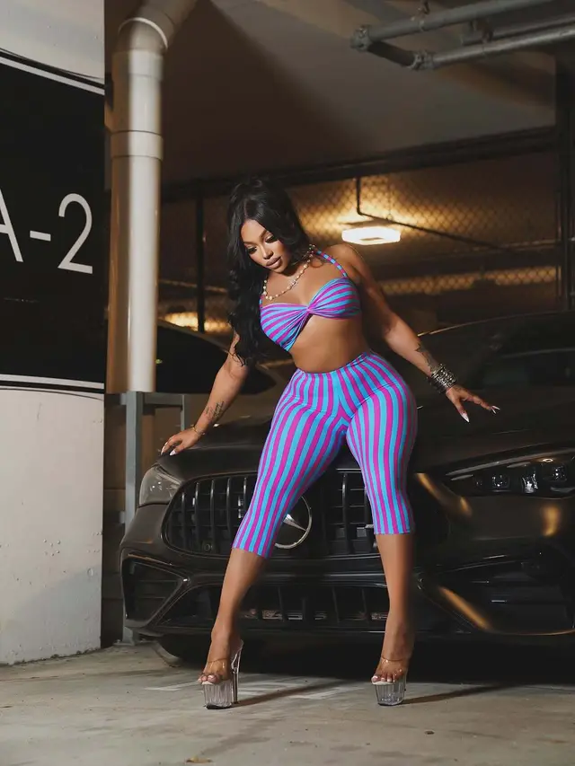 Fashionable Vacation Striped Contrasting Color Slim fit Sexy Cropped Halter Top And Capri Pants Set Blue - Shop at LoveMi