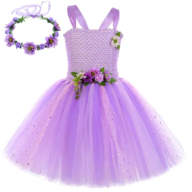 Purple Flower Fairy Elf Girls' Tulle Princess Children's Wings Fairy Role Play Dress Skirt Garland - Shop at LoveMi