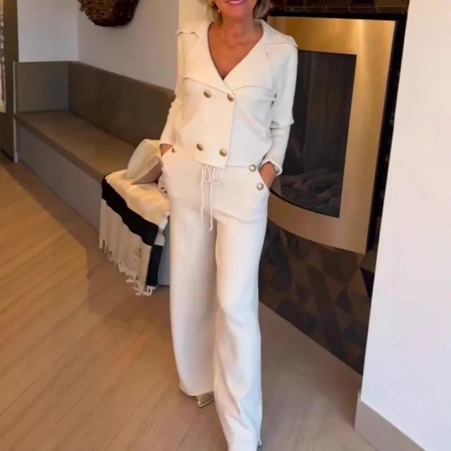 Women's Collar Button Solid Color Professional Suit White - Shop at LoveMi