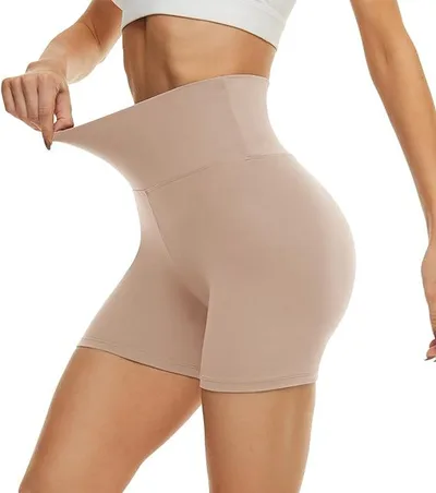 Women's Fitness Sports Tight Fit Elastic Waist Cycling Shorts Apricot - Shop at LoveMi