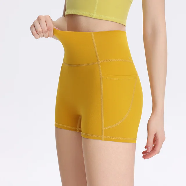 Cloud feel High waist Butt lifting Thin Elastic Three quarter length Pants Honey Yellow - Shop at LoveMi
