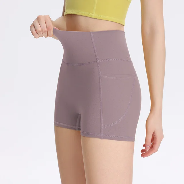 Cloud feel High waist Butt lifting Thin Elastic Three quarter length Pants Purple Gray - Shop at LoveMi