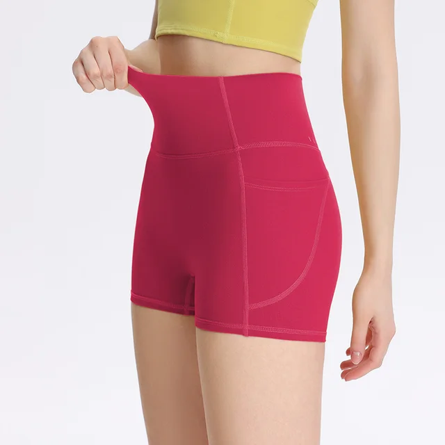 Cloud feel High waist Butt lifting Thin Elastic Three quarter length Pants Raspberry Red - Shop at LoveMi