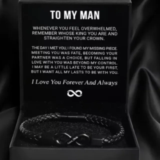 Stainless Steel Black Handmade Leather Men's Bracelet Black - Shop at LoveMi