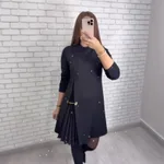 European And American-style Long Elegant Patchwork Dress - Black