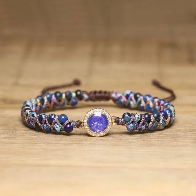 Retro Opal Natural Stone Bracelet, Double layer Braided And Adjustable Blue And Purple - Shop at LoveMi