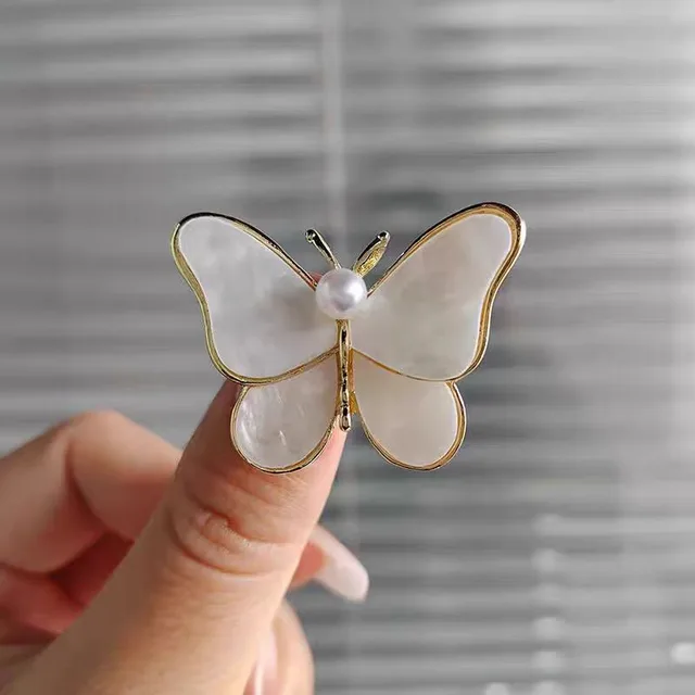 Fashionable Versatile High end Korean style Niche Design Premium Accessoryanti exposure Brooch For Clothing Brooch 864 White Butterfly - Shop at LoveMi