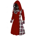 Women's Fashion Knitted Hooded Dress - Wine