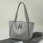 Women's Large-capacity Soft-leather Shoulder Bag - Gray