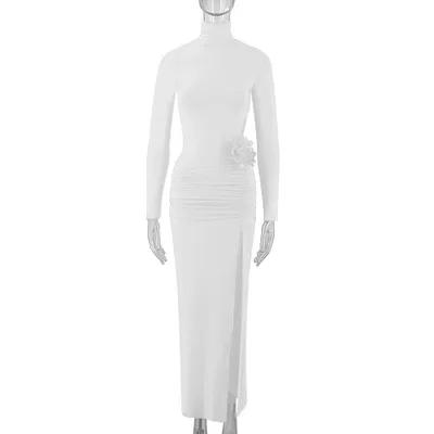 Elegant High neck Evening Gown For Women White - Shop at LoveMi