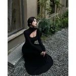 Womens Reversible Deconstructed Hollow-out Long-sleeve Dress - Black