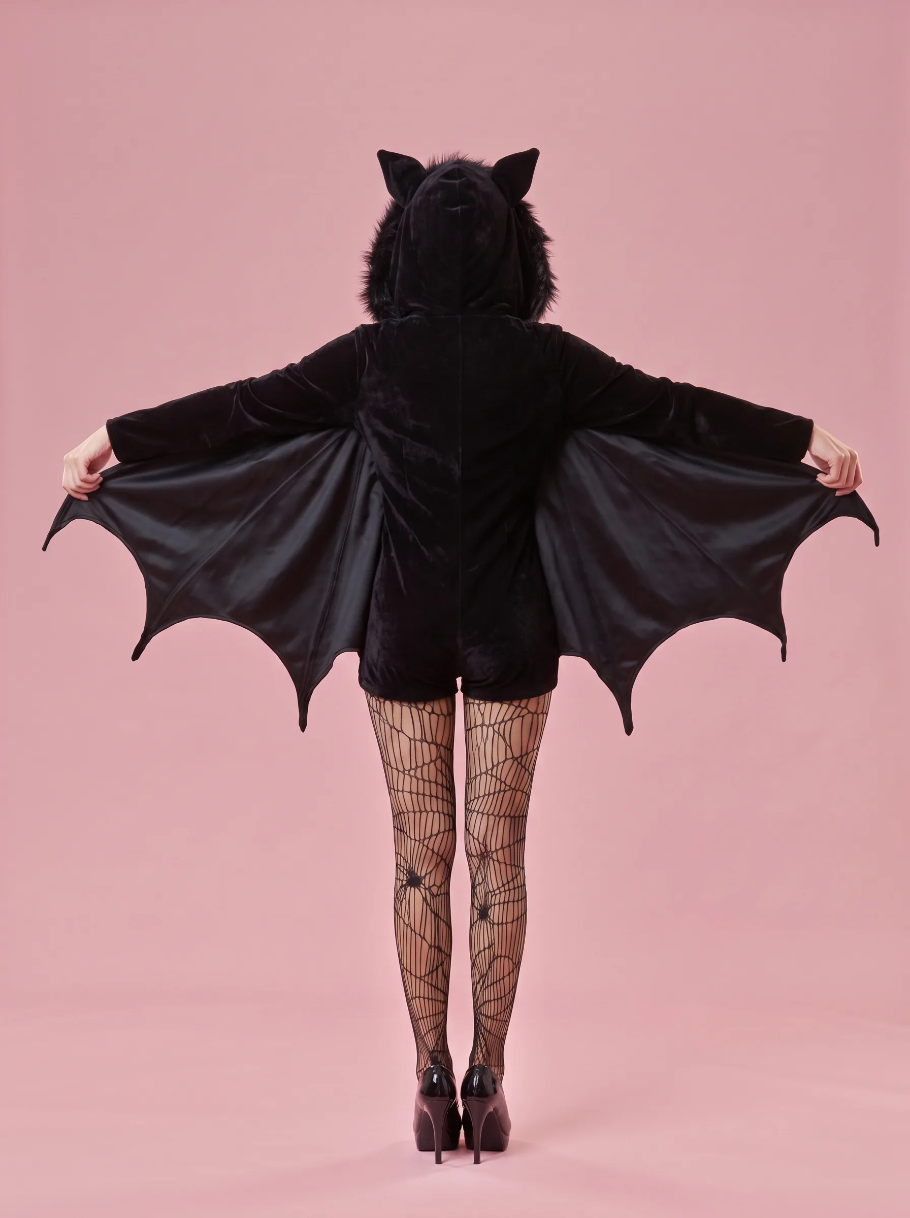 Bat Halloween Costume Hooded Romper for Women - Black - View 2