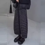 Plaid Casual Wide-leg Pants For Women New Style Loose-fit Plaid Design - Gray