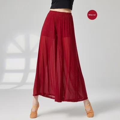 Loose High waisted Wide leg Pants For Classical Dance Red - Shop at LoveMi