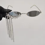 Korean-style Luxury Glamorous Rhinestone-tasseled Sunglasses With A Niche Designer-inspired Look - Red