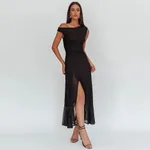 Summer French-style Minimalist Sexy Solid-color Dress - Black