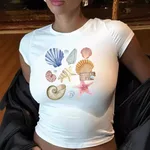 New Summer Womens Trendy Slim-fit T-shirt That Flatters Your - White