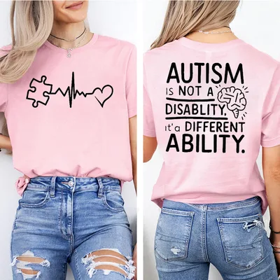 Autism Awareness Printed T Shirt Casual Loose Fitting And Comfortable No 5 Xxl - Shop at LoveMi