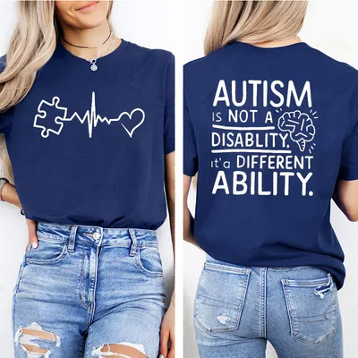 Autism Awareness Printed T Shirt Casual Loose Fitting And Comfortable No 7 Xxs - Shop at LoveMi