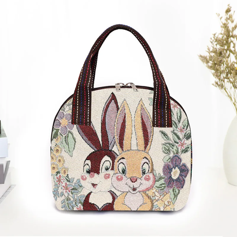 Womens Ethnic Style Tote Bag - Couple Rabbit-17Cmx7Cmx19Cm - View 1