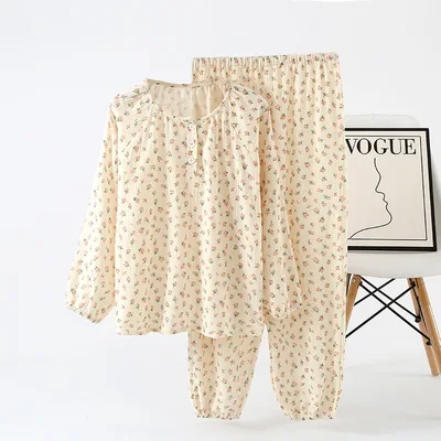 Womens Korean style Double layer Long sleeve Pants Set With A Crew Neckcasual Loungewear Hanada M - Shop at LoveMi