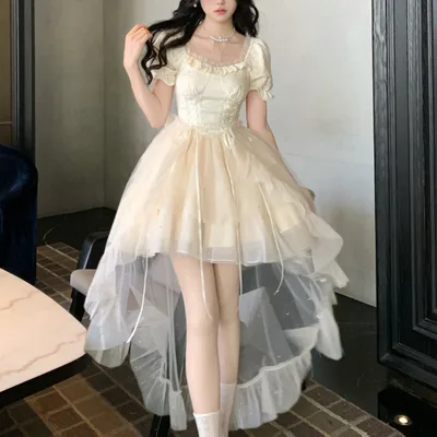 Puffy Sequined Ball Gown With A Large Bow Jacquard Design And A Trailing Skirt Set L - Shop at LoveMi