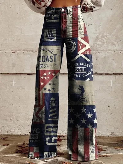 3D printed Retro Sunflower Guitar Art style Womens Wide leg Flared Denim Jeans Red - Shop at LoveMi