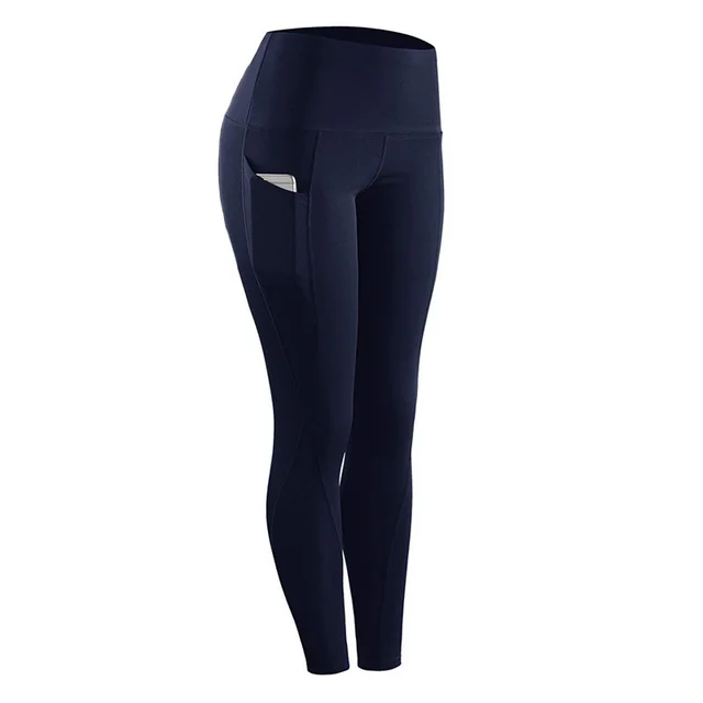 Women's Yoga Pants Running Pants Tights Tummy Control Workout Running 4 Way Stretch Yoga Leggings Tights High Waist with Pocket Navy - Shop at LoveMi