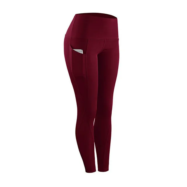 Women's Yoga Pants Running Pants Tights Tummy Control Workout Running 4 Way Stretch Yoga Leggings Tights High Waist with Pocket Red - Shop at LoveMi