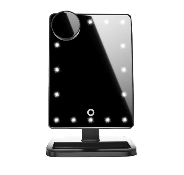 Touch Screen Makeup Mirror With 20 LED Light Bluetooth Music Speaker Magnifying Mirrors Lights Black - Shop at LoveMi