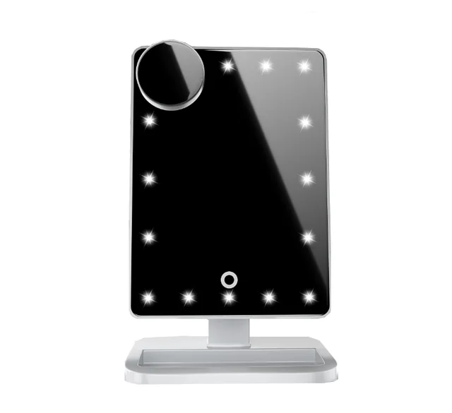 Touch Screen Makeup Mirror With 20 LED Light Bluetooth Music Speaker Magnifying Mirrors Lights White - Shop at LoveMi