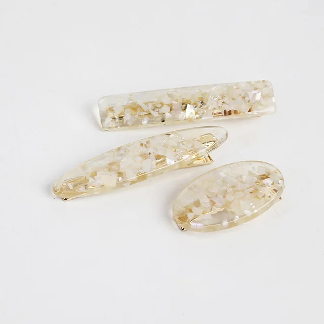 Japanese ins wind hairpin hair accessories magic color shell water droplets rectangular bangs word side clip hairpin hair accessories Korean versio... Beige Set - Shop at LoveMi