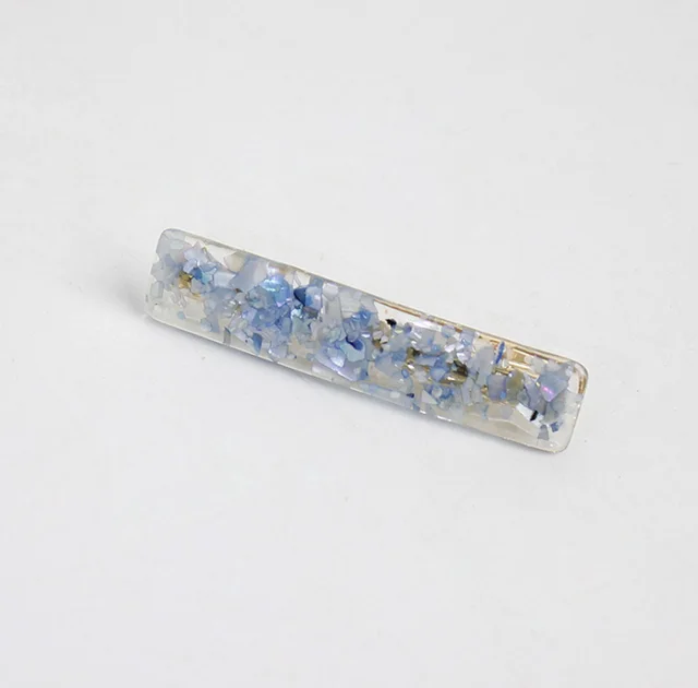 Japanese ins wind hairpin hair accessories magic color shell water droplets rectangular bangs word side clip hairpin hair accessories Korean versio... Blue Rectangle - Shop at LoveMi