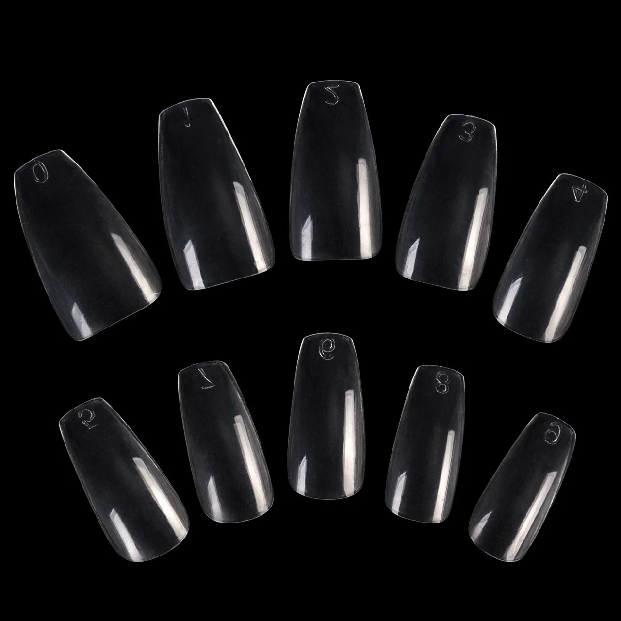 Women's Long Fashion False Ballerina Casket Shape Nails Full Coverage False Nails DIY Art Tips - Transparent