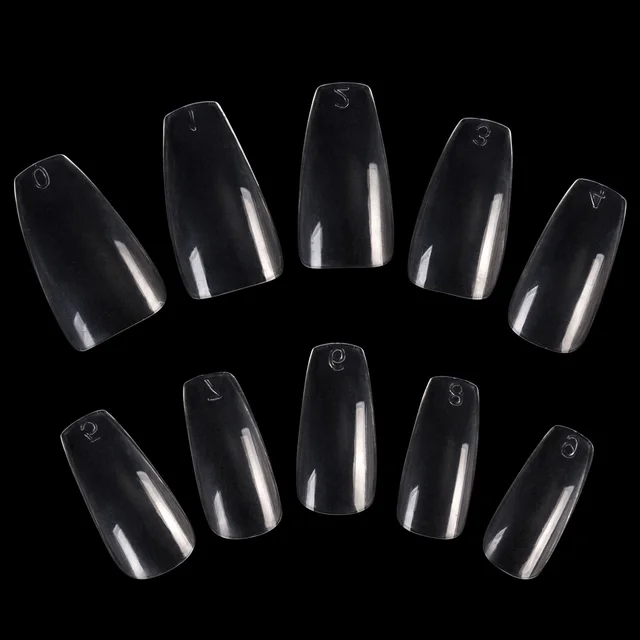 Women's Long Fashion False Ballerina Casket Shape Nails Full Coverage False Nails DIY Art Tips Transparent - Shop at LoveMi