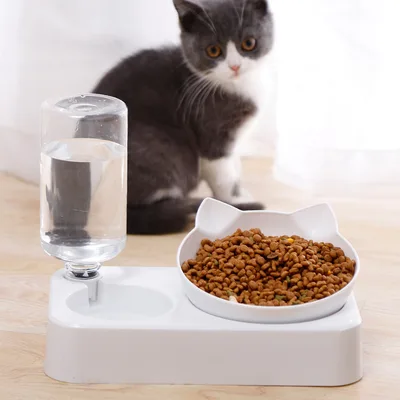 Double bowl automatic drinking bowl White 24X13Cm - Shop at LoveMi