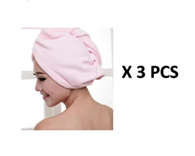 Women's Hair Dryer Cap, Absorbent Dry Hair Towel 3Pcs Pink - Shop at LoveMi