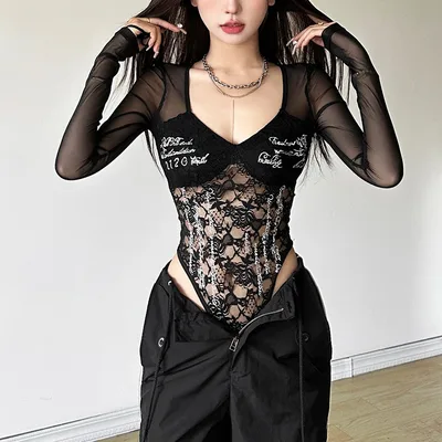 Sexy And Stylish Solid color Bodysuit Black - Shop at LoveMi