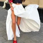 Stylish Flowy White A-line Skirt - White