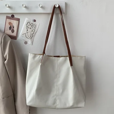 Canvas Womens Single shoulder Bag Japanese style Artistic Design Beige - Shop at LoveMi
