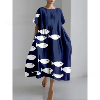 Springsummer Stylish Loose fitting Casual Short sleeve Dress Bj1410992838735 4Xl - Shop at LoveMi