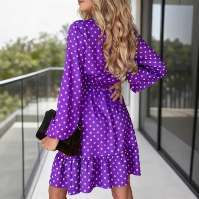 Trendy Womens Clothing With A Playful Polka dot Design Dark Violet Xl - Shop at LoveMi