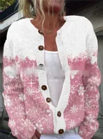 Womens All-Match Printed Knitted Faux Sweater Fabric Cardigan For FallWinter - 20Color-Xxxl - View 1