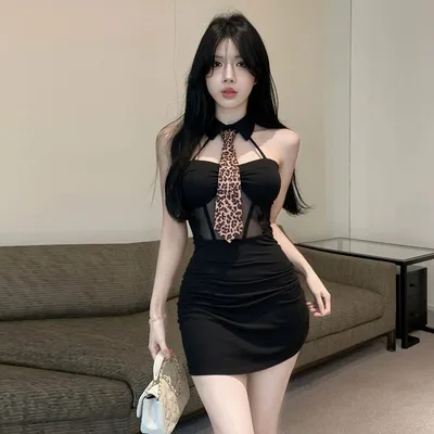 Fashionable Sassy Halterneck Cutout Backless Figure flattering Dress Black - Shop at LoveMi