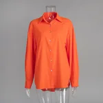 Casual Solid-color Minimalist Loose-fit Shirt - Red
